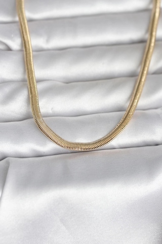 Ceylan Adam Cm 14k Gold Renk Yassı Yılan Zincir Model 45 Cm Kadın Kolye Çok Renkli