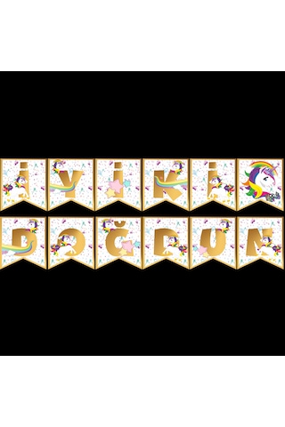 İyi Ki Doğdun Unicorn Temalı Uzar Süs Banner 180 Cm Tüm Yaşlar