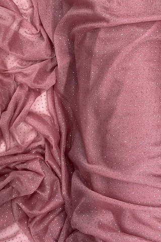 Yağmur Damlası Simli Abiye Elbise Şallık Tül Kumaş Gül Kurusu 32-h Diğer