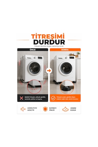 Universal Çamaşır Ve Kurutma Makinesi Titreşim Önleyici Kauçuk Ayak Takozu 4'lü Veya 8 Li Set Kaydırmaz Gürültü Azaltıcı Gri
