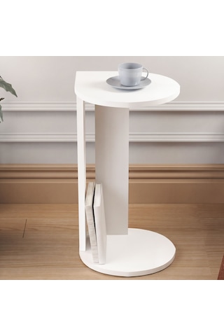 İnarch Dizayn Drop Modern Tasarım Yan Sehpa Kompakt Ve Ergonomik Yan Masa Beyaz