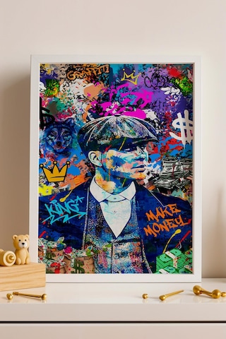 Peaky Blinders Thomas Shelby Çerçeveli Tablo Make Money Graffiti Yeni İşyeri Ofis Hediyesi Street Art
