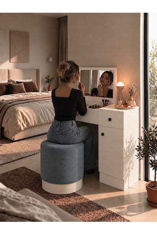 Kuzeylife Bella Aynalı Makyaj Masası Beyaz