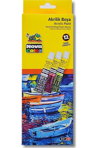 Nova Color Akrilik Boya Tüp 7 Ml 12li Takım Çok Renkli