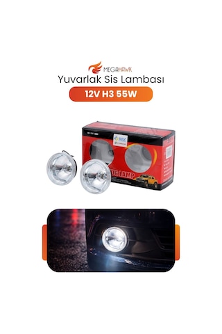 Sis Farı Seti 12v H3 55w Yuvarlak Universal Oto Sis Lambası Takım Net Aydınlatma
