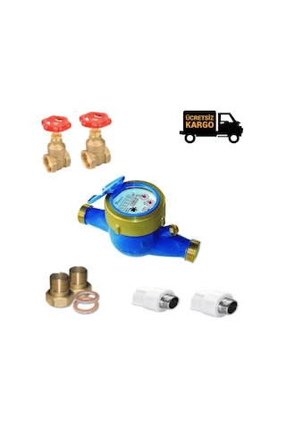 3/4 Su Saati+3/4 Şiber Vana+25mm Rakor+Saat Rakoru