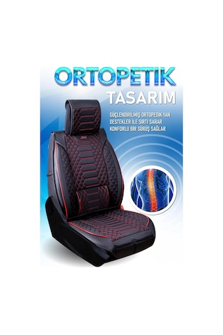 Ackstore Yarı Deri Oto Koltuk Kılıfı Cepli 5li Tam Set Hyundai Accent Era İle Uyumlu