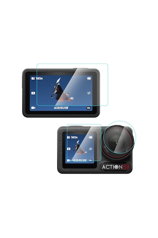 DJI Osmo Action 5 Pro için PULUZ 3'ü 1 arada Temperli Cam Filmi