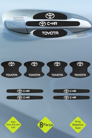 Toyota C-hr Karbon Desenli Kapı Kolu Koruyucu Set Çizilmelere Karşı Dayanıklı Ve Dekoratif Tasarım