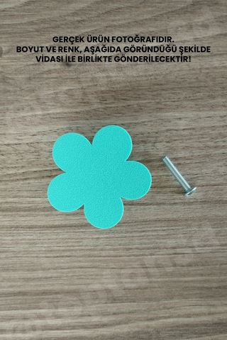 3 Adet - Turkuaz Çiçek Dolap Kulpu, Modern Mobilya Kulpu, Çiçek Kulp Kulp Vidası Dahildir - 5 Cm Sarı