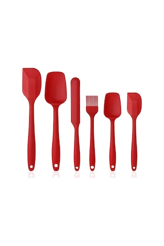 Silikon Spatula Ve Kaşık Seti, 6 Parça Silikon Mutfak Gereçleri Kırmızı Kırmızı Diğer