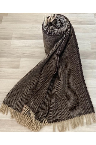 %100 Saf Yün Scotch Dizlik - Tv Battaniye 130x170 Kahverengi