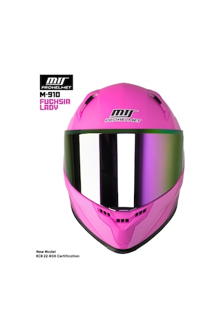 Mts M-910 Fuchsia Lady Güneş Vizörlü Motosiklet Kaskı Mat Pembe - Siyah