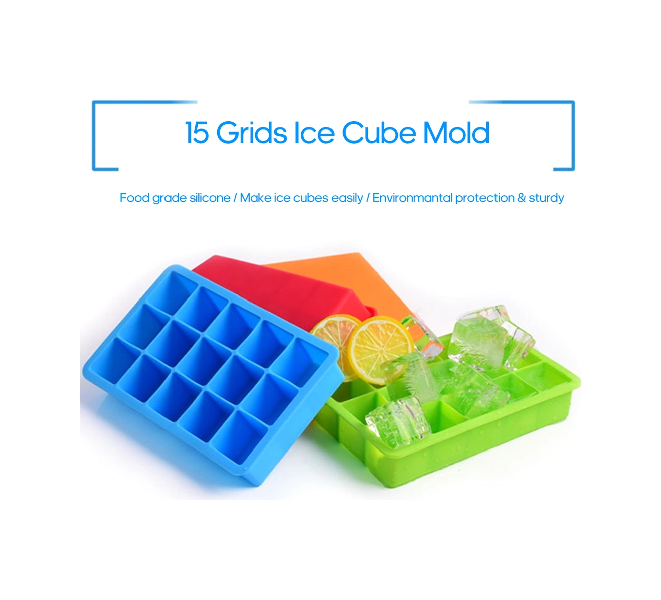 Geeroyoo Yemek Dereceli Silikon Buz Kavanozu 15 Bölmeli Çok Amaçlı Puding Çikolata Jelly Hazırlama Kabı Turuncu Çok Renkli