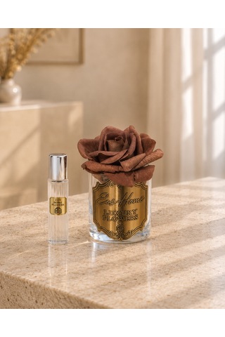 Rosemira Tek Güllü Parfümlü Dekoratif Çiçek - Kahve-7542 Gül - Meyve