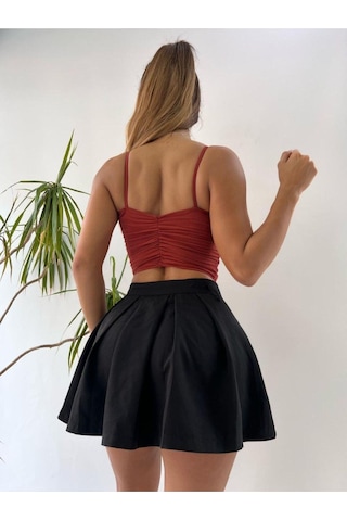 Pink Life Kırmızı Sandy Kumaş Büzgülü Büstiyer Kırmızı