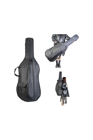 Ruicoo 1/8 Boyutu Keman Çantası, Omuz Taşıma Askısı, Yumuşak Döşeme Ve Aksesuar Çantaları, Siyah Nilon Malzeme Gri