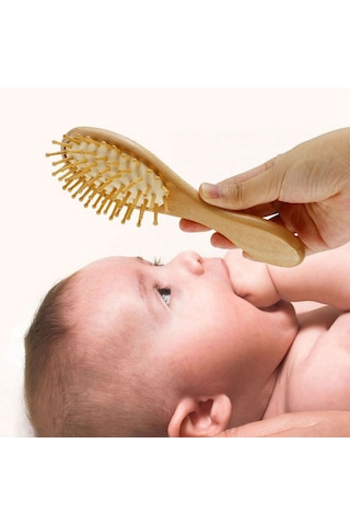 Springsun Çocuk Saç Yıkama Seti Yumuşak Fırça + Ahşap Tarak + Masaj Tarak + Silikon Fırça Rastgele Renk Zr-2232 Büyük Boy