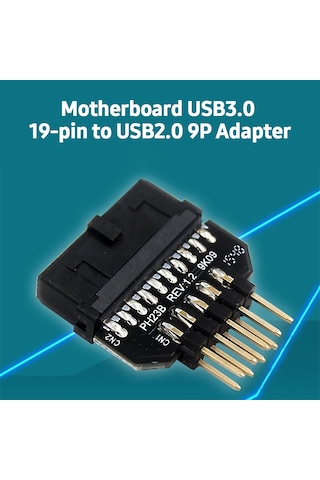 Yaozixa Ph23b Siyah Usb3.0 19pin Ana Kart Çevirici, Usb2.0 9p Ön Panel Bağlantı Kolu Adaptörü