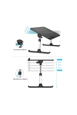 Bix Saiji Al30 Ayarlanabilir Laptop Standı Ergonomik Tasarım 17 İnç Uyumlu Taşınabilir Masa Siyah Siyah