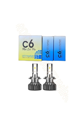 H7 Led Zenon C6 Mini Led Xenon Ampul 12800 Lümen Beyaz Renk 6000 Kelvin Şimşek Etkili