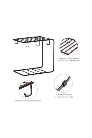 Monyee Beyaz Demir Bardak Tutucu, Çay/bardak Depolama Rafı, Mutfak Sıralama Ve Süzme Aleti - 24.5x15x23cm Beyaz