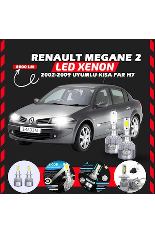 Renault Megane 2 2002-2009 Kısa Far Uyumlu Şimşek Etkili Led Xenon Performance Series H7