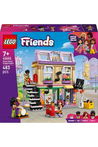 LEGO® Friends Müzik Mağazası ve Daire 42653 - 7 Yaş ve Üzeri Çocuklar için 3 Mini Bebek İçeren Yaratıcı Oyuncak Yapım Seti (483 Parça)