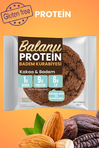 Balanu Proteinli Kakaolu Badem Kurabiyesi 60gr X3 Adet