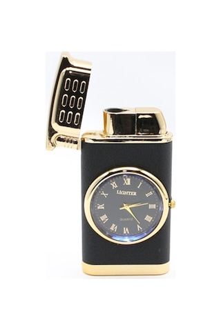 Kişiye Özel Silvio Monetti Siyah Gazlı Saatli Tasarım Çakmak