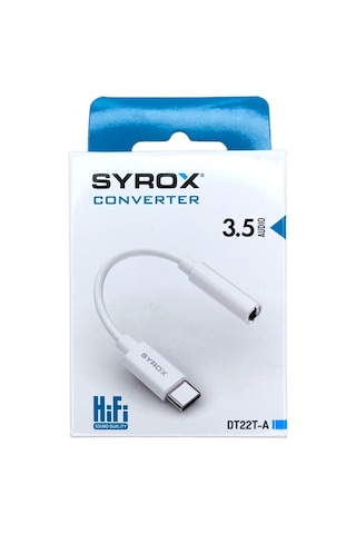 Syrox DT22T-A Konuşma Müzik Type-c To Aux Kulaklık Dönüştürücü