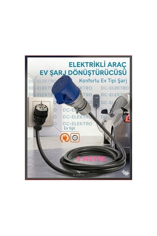 Araç Şarj Cihazı Için 3x4mm Hes Veya Öznur Kablolu Dönüştürücü Kablo Uzatma 5 Metre - 888600968 5 Metre - 888600968