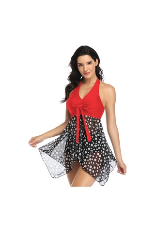 Springsun Bayan Bikini Mayo: Şeffaf Kumaşlı Etekli Bölünmüş Desenli, Yürüyüş Ve Seyahat İçin Hafif, Dayanıklı, Siyah-beyaz Noktalı 2xl