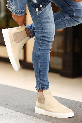 Shoetyle - Bej Hakiki Deri Süet Erkek Chelsea Bot 250-041 -1165 Bej