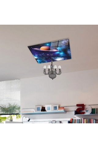 Cam Avize Göbeği | Galaksi Desen | Renkli | 50cm x 50cm