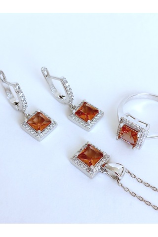 Gümüş Zultanit Sultan Taşlı Tasarım Kolye Küpe Yüzük Kadın Set 14