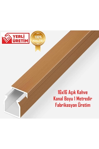 Extra Kendinden Yapışkanlı Açık Kahve Kablo Kanalı 16x16 1 Metre