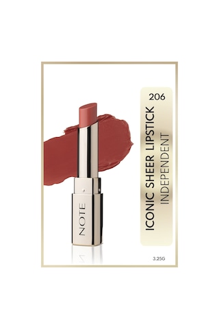 Note Cosmetique Iconic Sheer Lipstick Nemlendirici Parlak Ruj 206 Independent - Nude