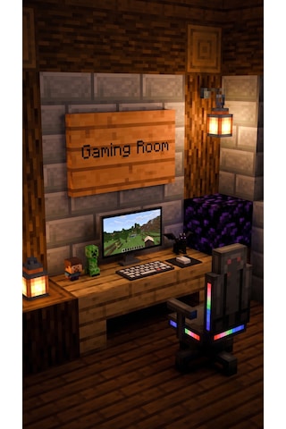 Minecraft Temalı Gaming Room Ahşap Duvar Tabelası Dekoratif Gamer Odası Kapı Süsü -