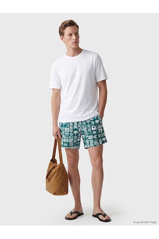 Lcw Swımwear Petrol Kısa Boy Desenli Erkek Deniz Şortu