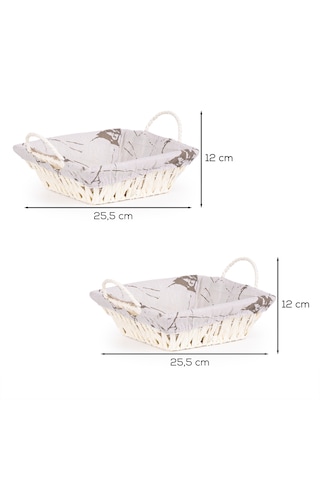 Porsima Mio-021 2li Hasır Görünümlü Kare Ekmek Sepeti Beyaz