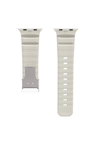Apple Uyumlu Watch 44mm Zore Krd-145 Metal Tokalı Silikon Kordon