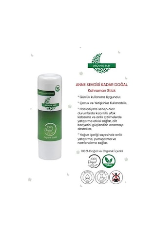 Organik Baby Anlık Yatıştırıcı Doğal Stick Vegan Cilt Bakım Balmı