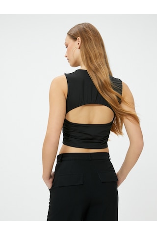 Koton Arkası Pencere Detaylı Crop Top Kolsuz Siyah 4sal30097ık