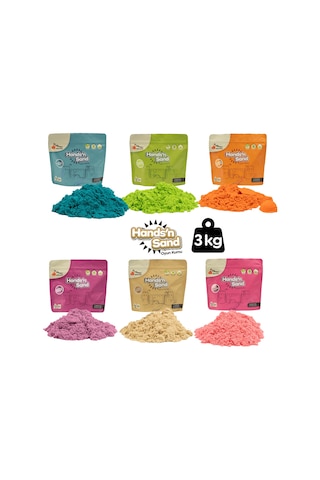 Playever Hands'n Sand Doğal Kinetik Kum 3kg - 6 Renk Çok  Renkli
