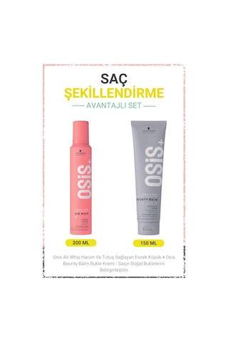 Schwarzkopf Osis+ Air Whip Hacim ve Tutuş Sağlayan Esnek Köpük 200 ML + Osis Bounty Balm Bukle Kremi 150 ML