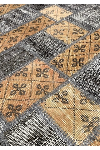 Modern Retro Stil Vintage Halı Özel Tasarım Patchwork Koleksiyonu Çok Renkli