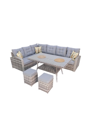 Aria Rehome Rattan İki Puflu L Köşe Takımı 708