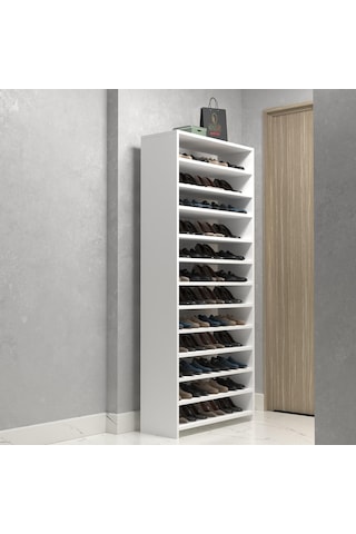 Kenzlife Ayakkabılık Konevi Mat Beyaz Suntalam 183 080 30 Kırksekiz Çift Ayakkabı Kapasitesi Arkalıksız Beyaz