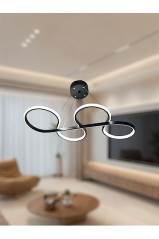 Ey Shop Siyah Yılan Model 3 Renk Led Avize Siyah